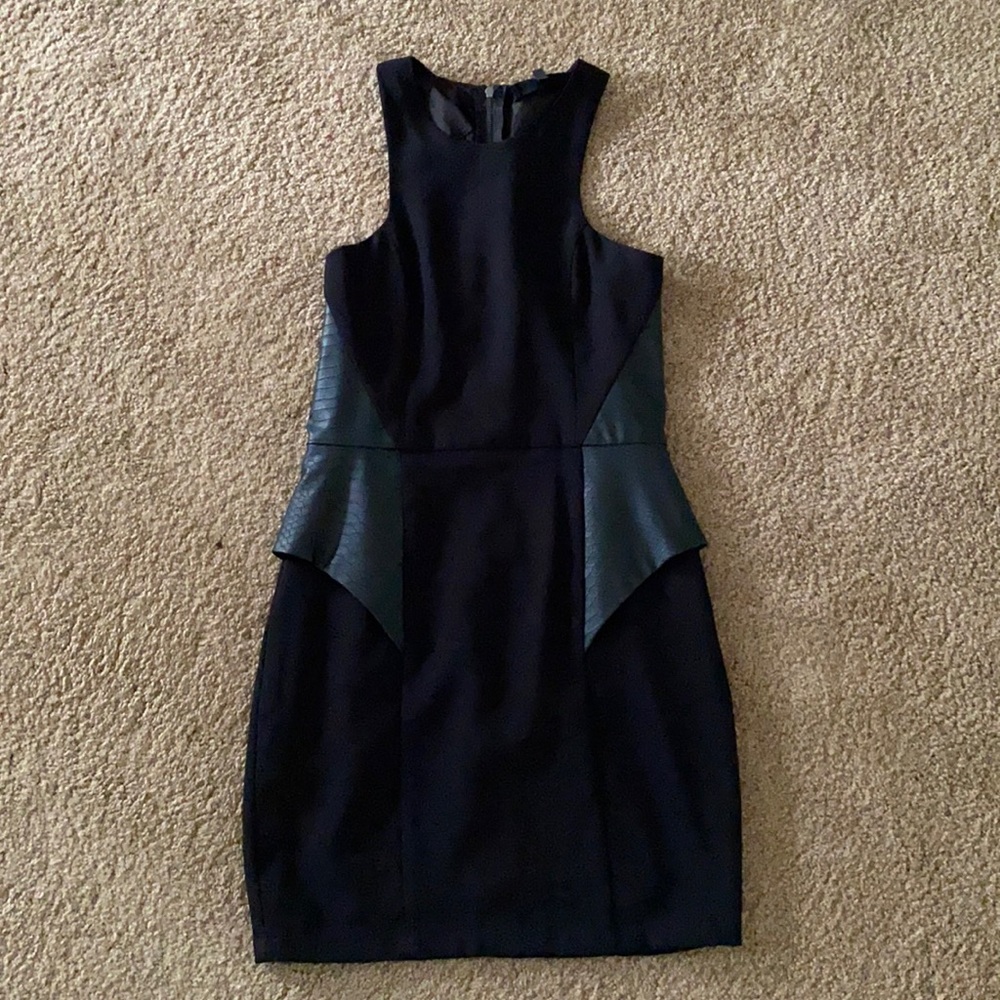 Black Mini Dress w Leather Details Size S